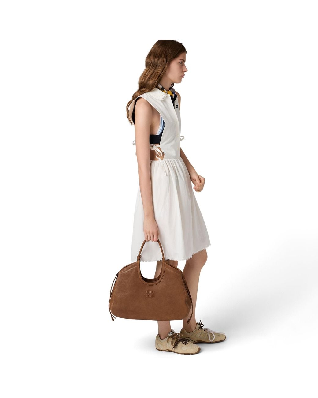 Miu Miu Brown Ivy Nappa Leather Shopping Bag