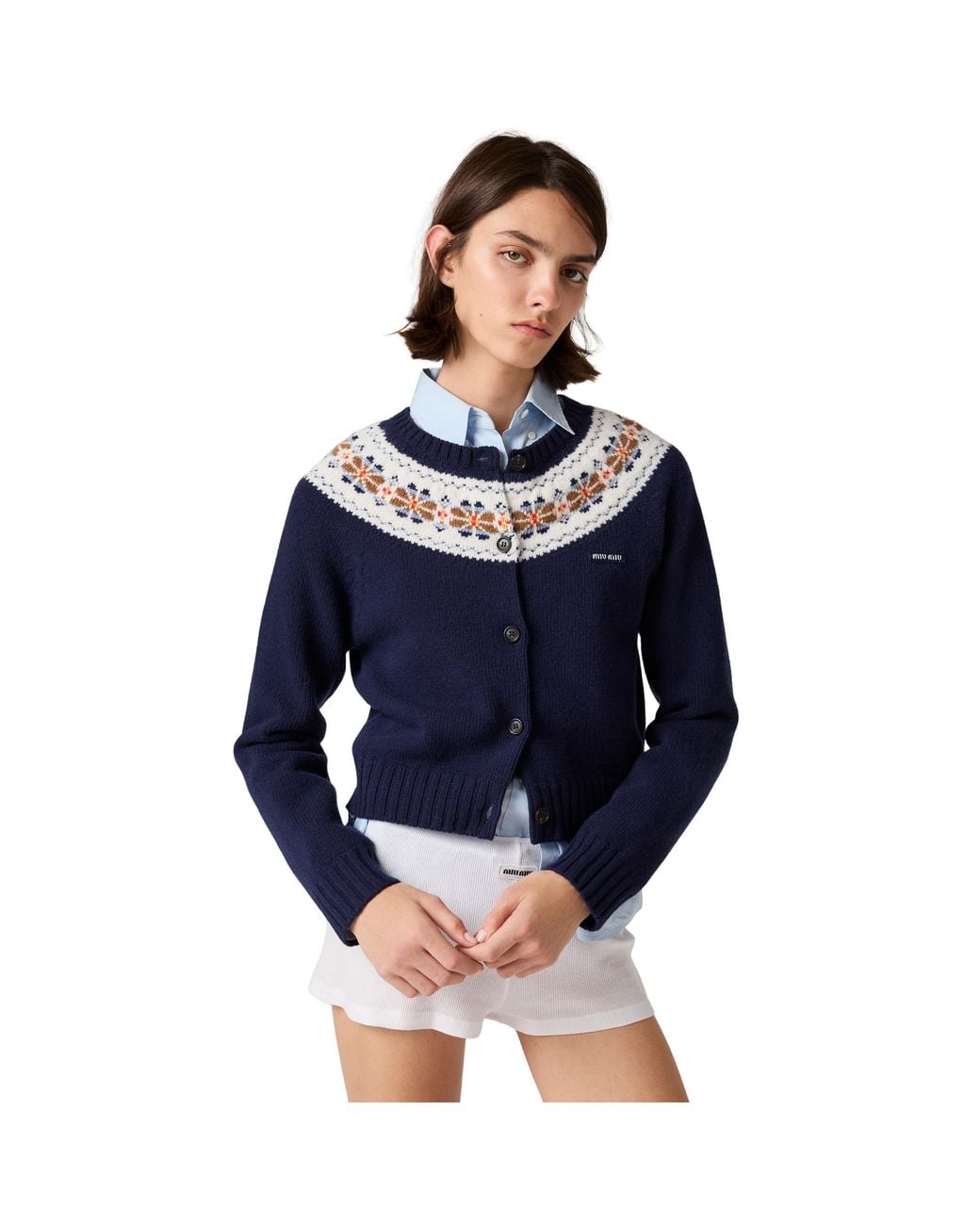Miu Miu Blue Wool Cardigan