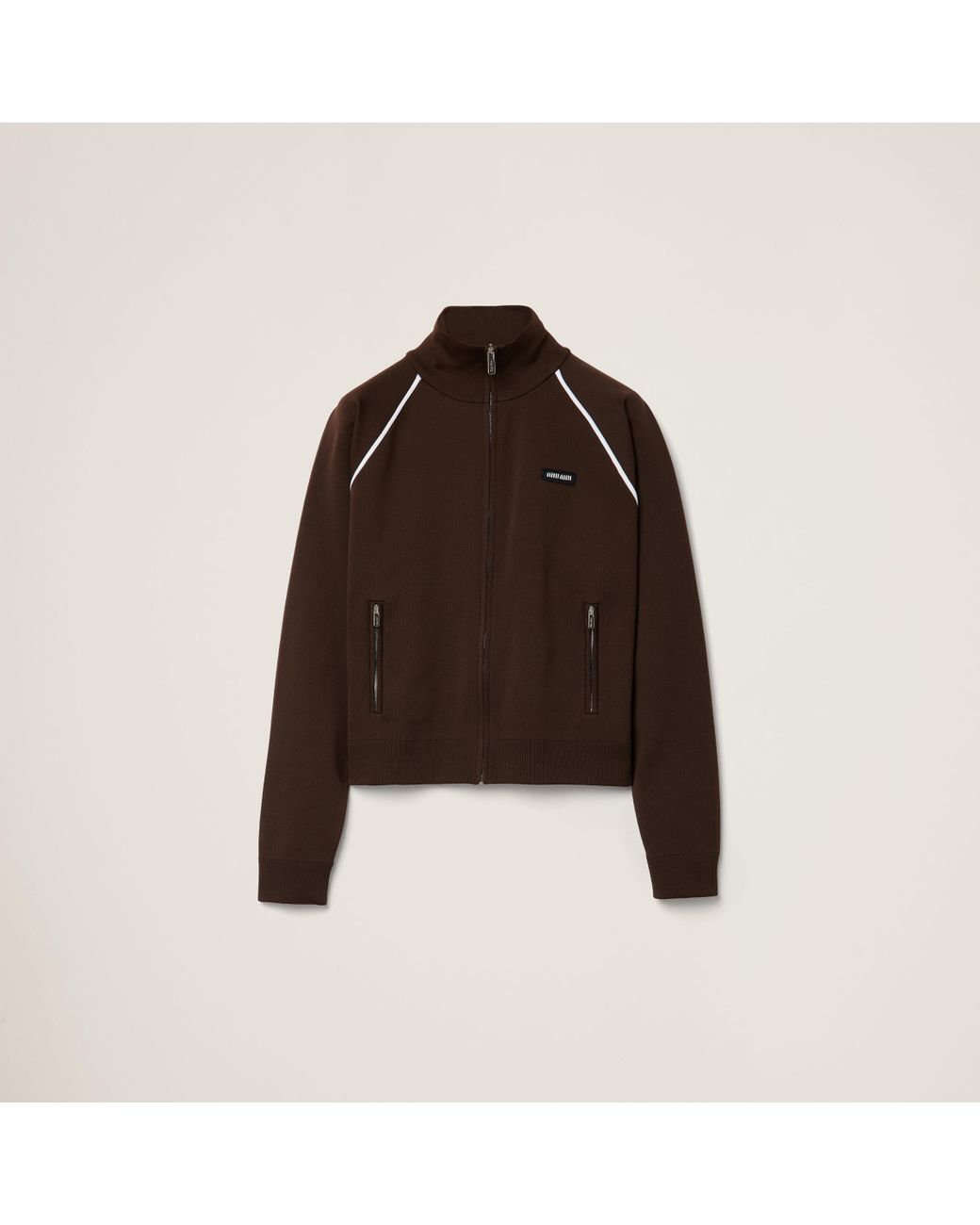 関税込 MiuMiu Technical yarn zipper cardigan ジャケット Miu Miu Technical Yarn Zipper Cardigan in Brown | Lyst UK