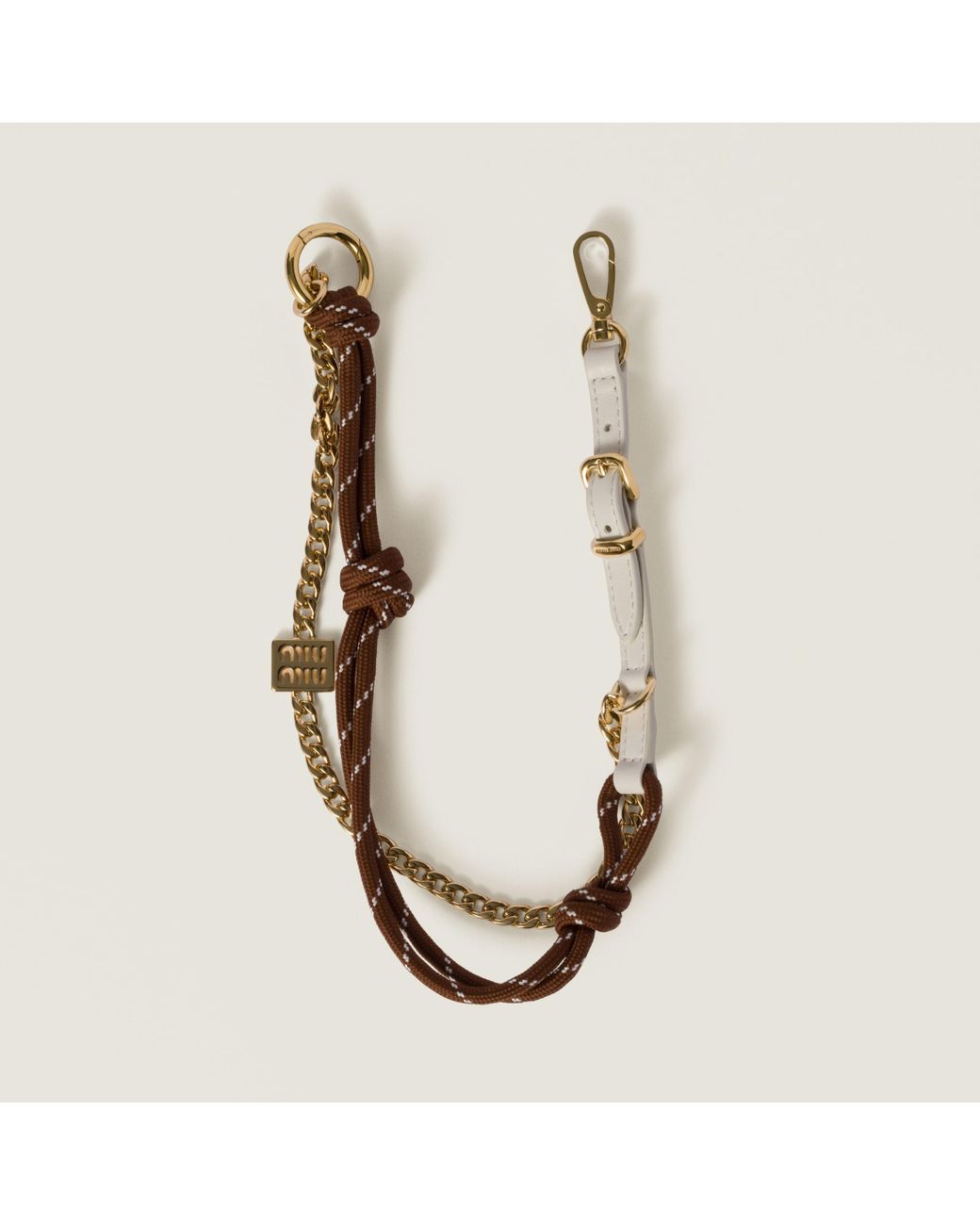 Miu Miu Leather, Cord, And Metal Trick in Natural | Lyst