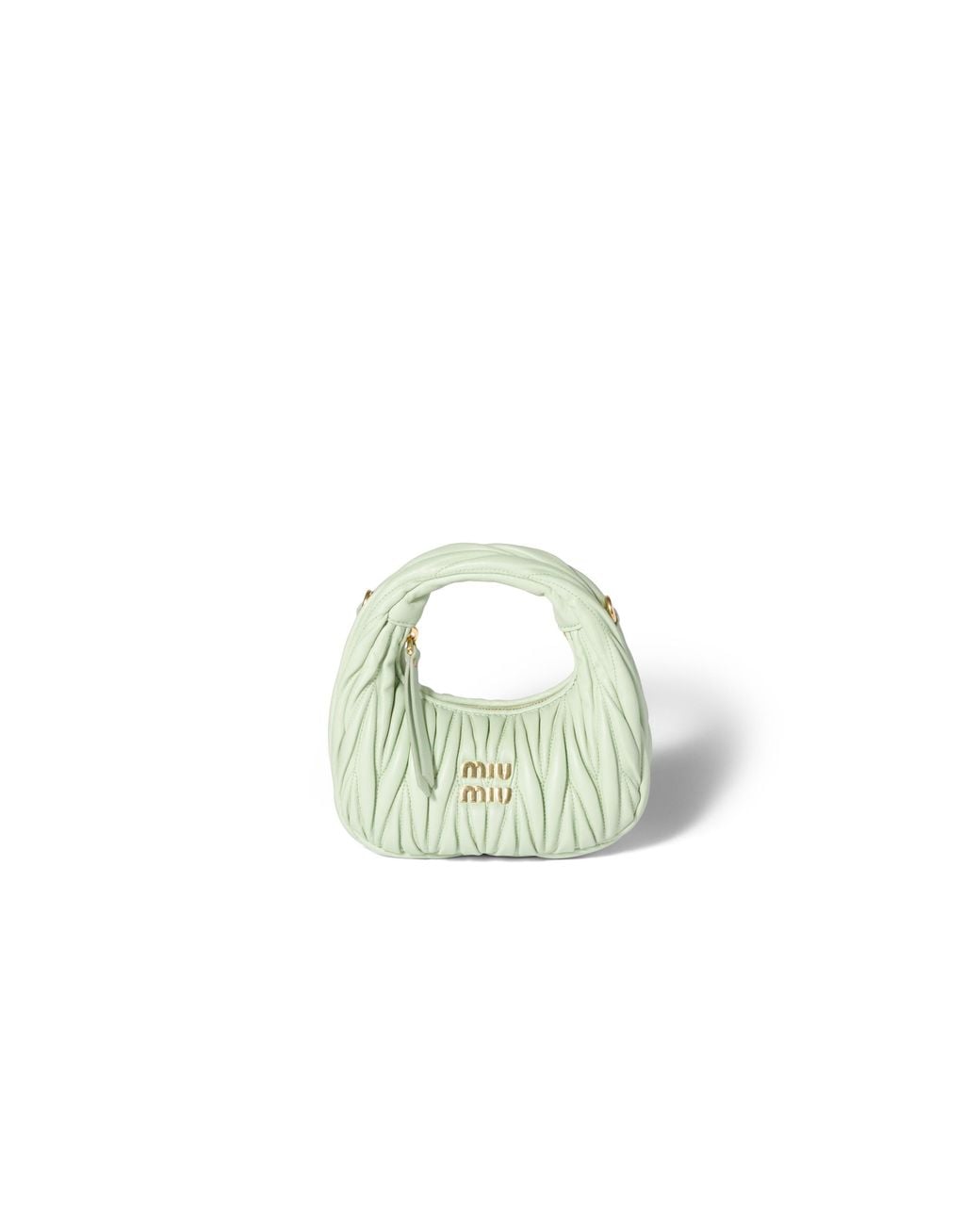 Miu Miu Green Wander Matelassé Nappa Leather Hobo Mini-Bag