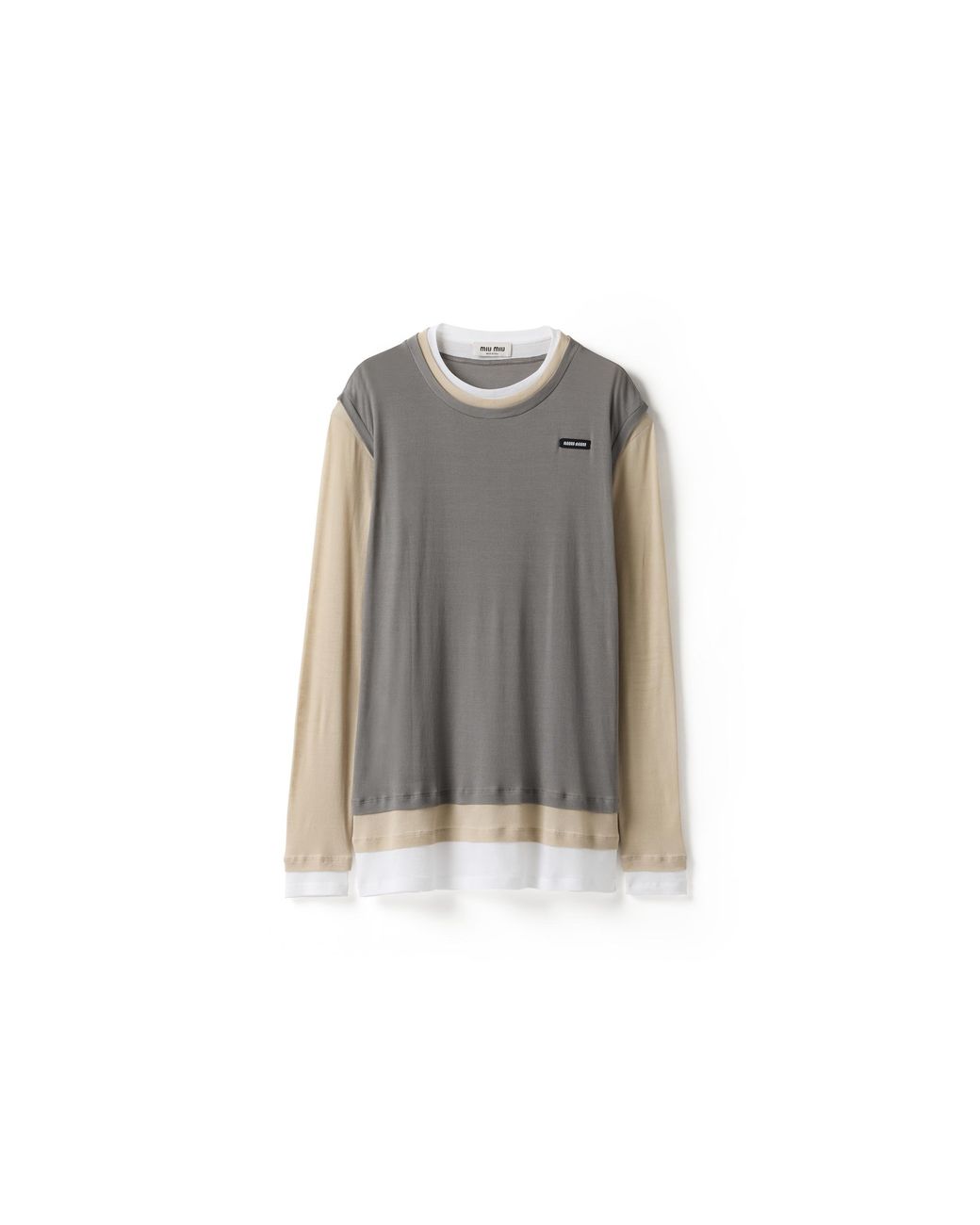 Miu Miu Gray Ribbed Jersey Dress