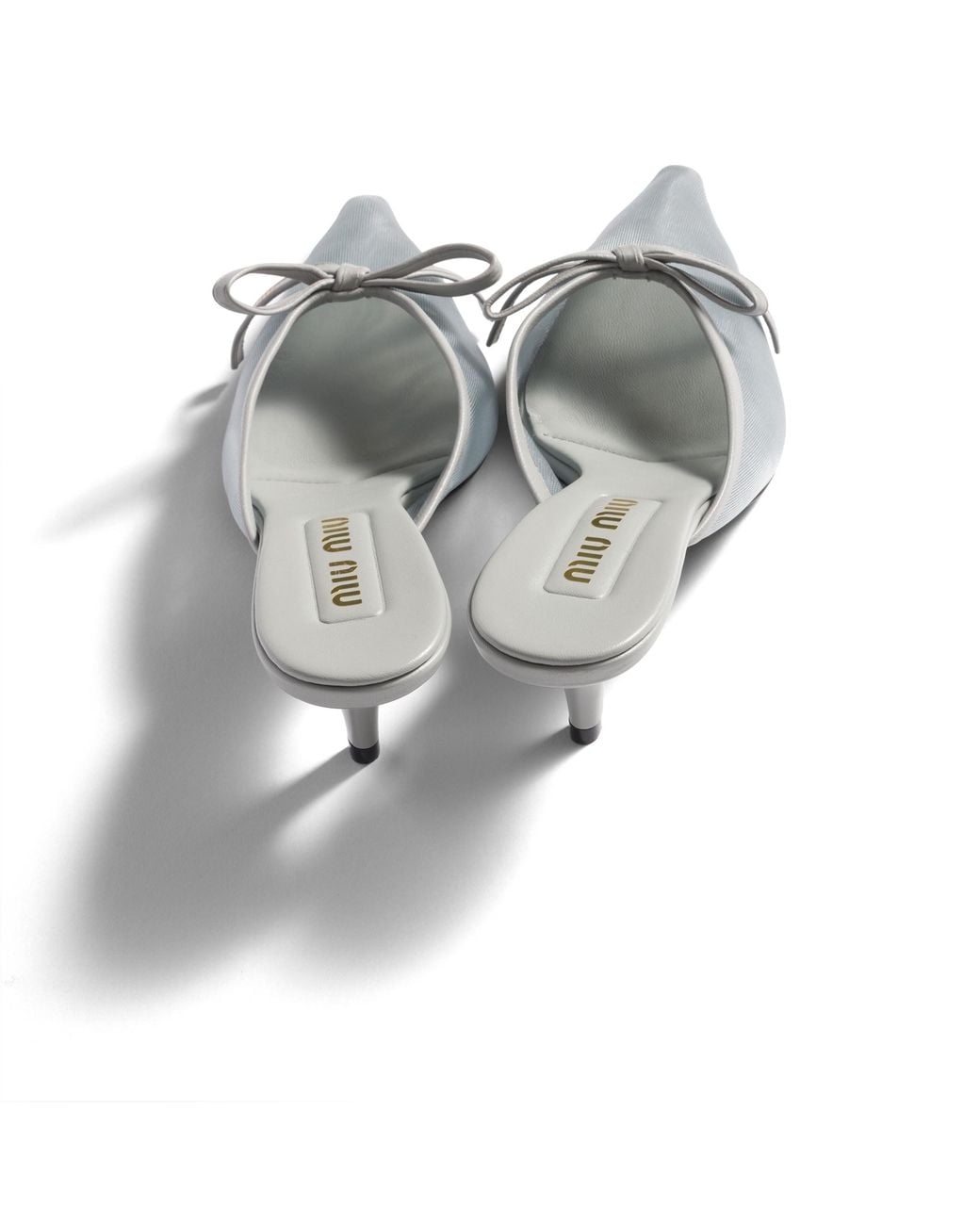 Miu Miu White Mesh Fabric Heeled Mules