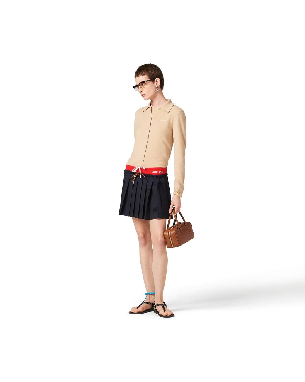 Miu Miu Blue Pleated Batavia Skirt