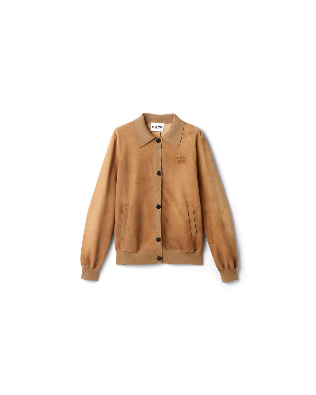 Miu Miu Brown Waxed Suede Blouson Jacket