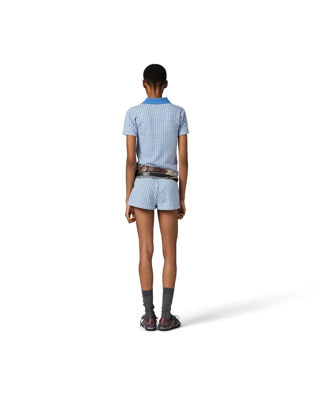 Miu Miu Blue Cashmere And Silk Polo Shirt