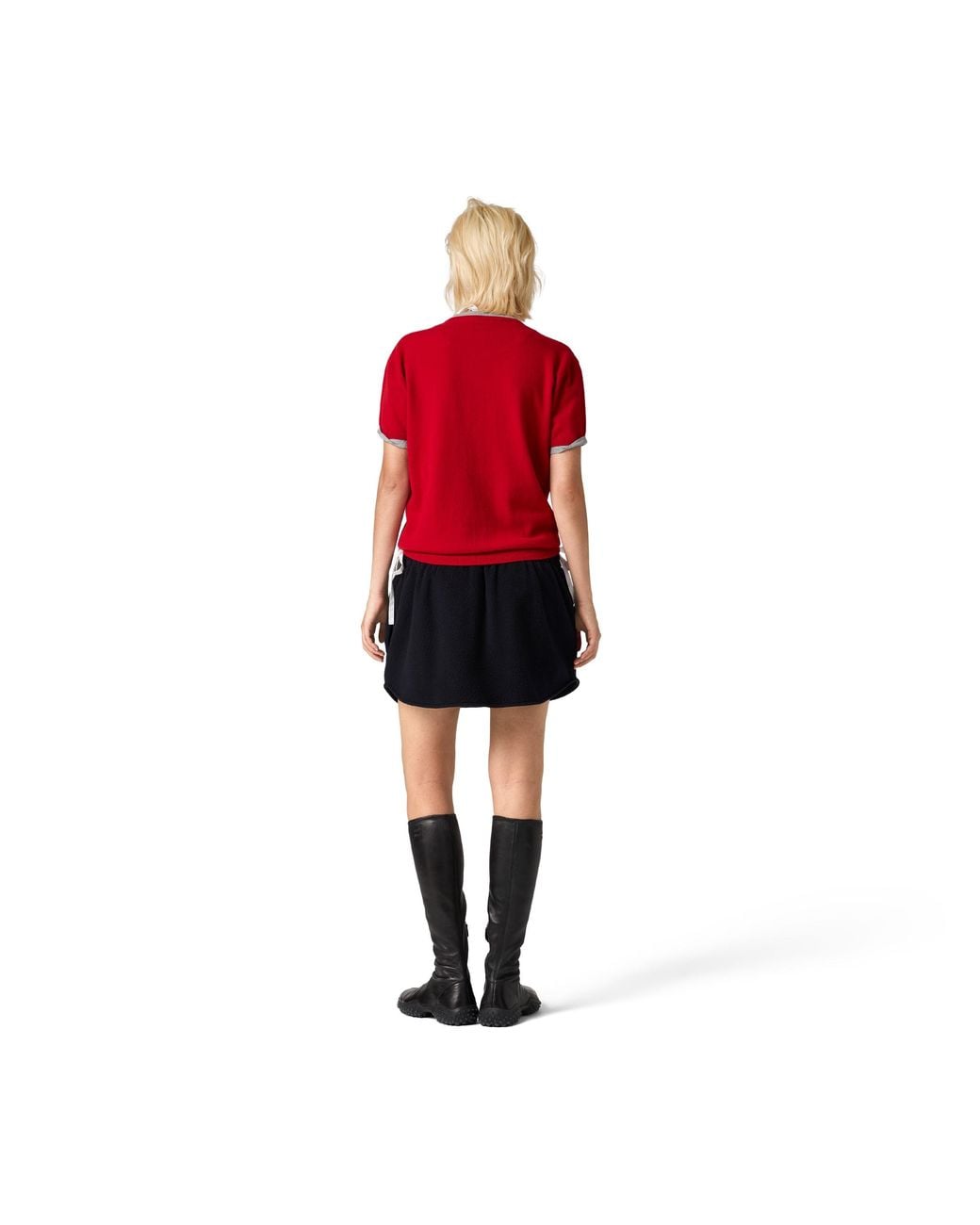 Miu Miu Red Cashmere And Jersey Sweater