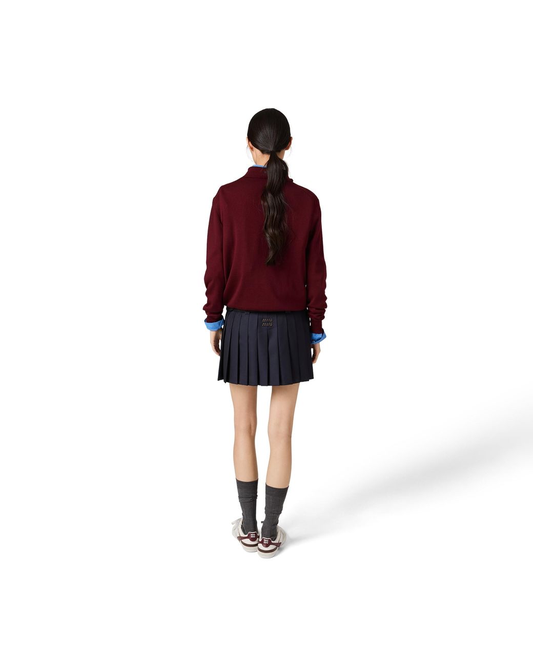 Miu Miu Blue Pleated Batavia Miniskirt