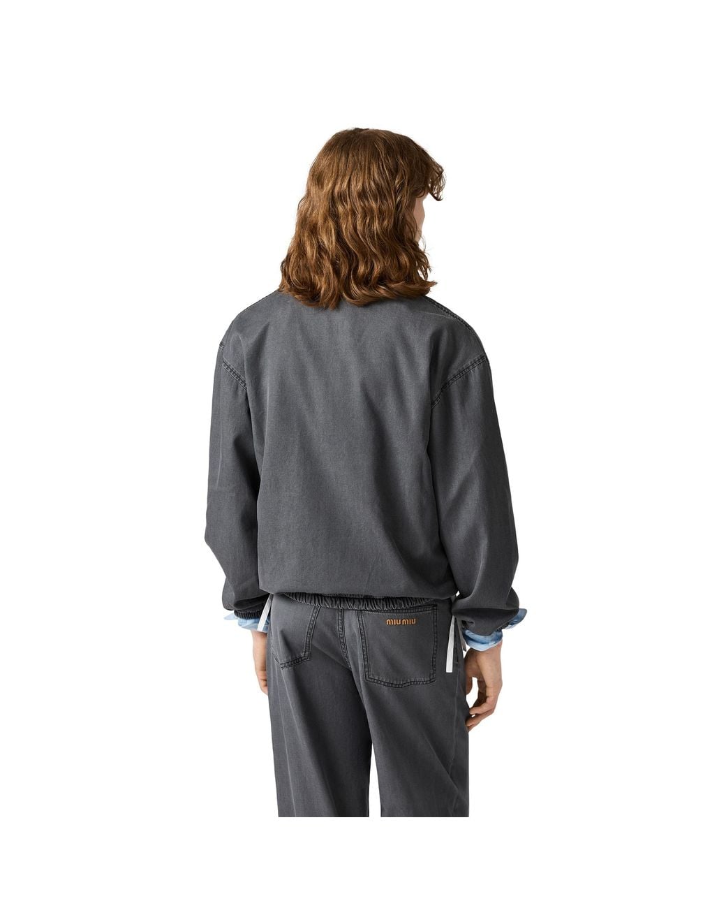 Miu Miu Gray Chambray Blouson Jacket