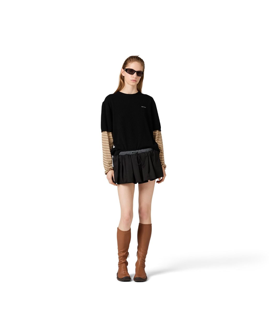 Miu Miu Black Cashmere And Jersey Sweater