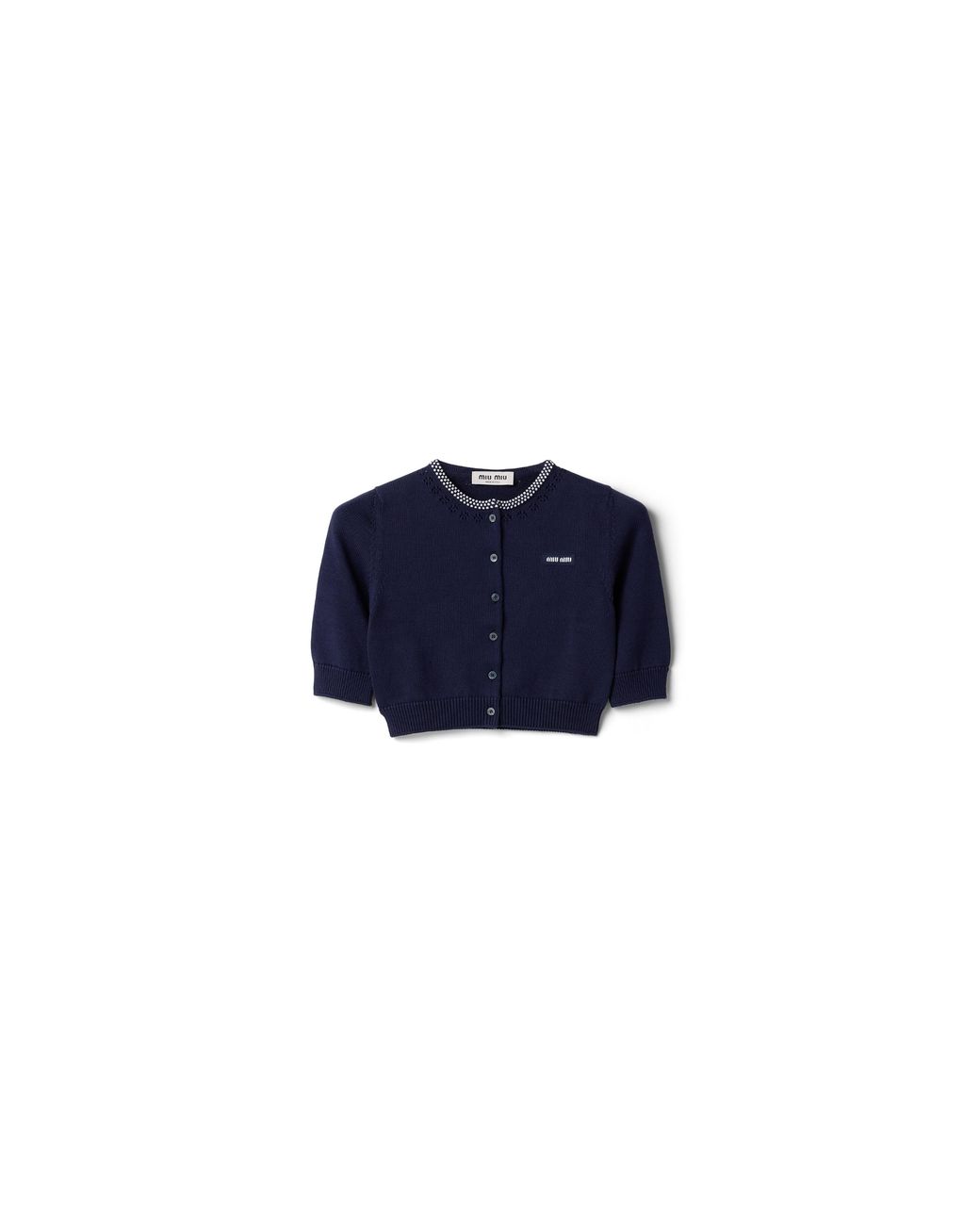 Miu Miu Blue Cotton Cropped Cardigan