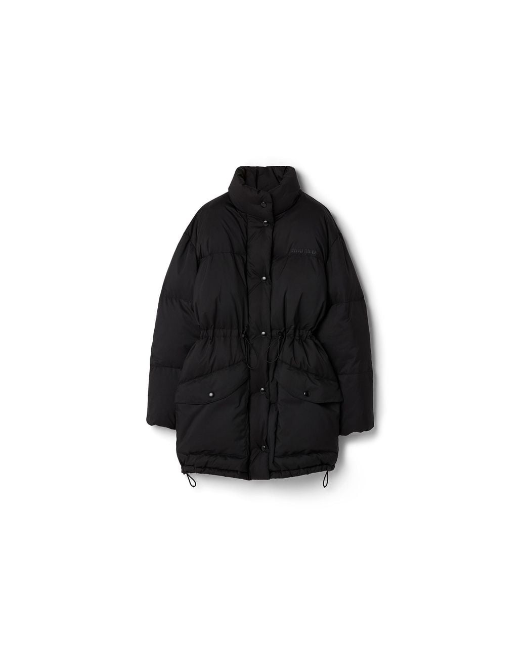 Miu Miu Black Technical Pongé Down Long Jacket