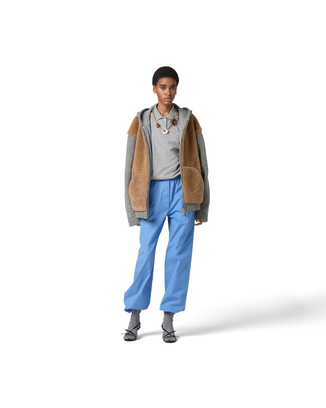 Miu Miu Gray Jersey Polo Shirt