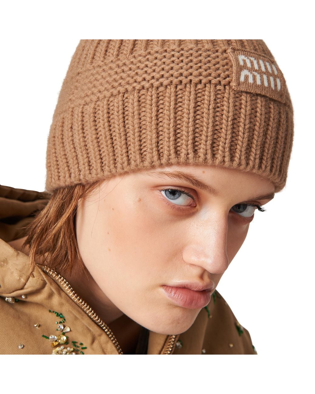 Miu Miu Brown Knit Beanie