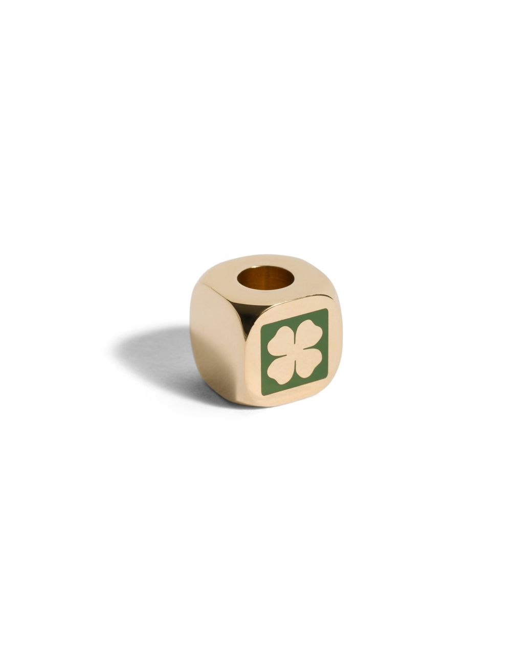 Miu Miu Metallic Enameled Metal Dice Charm With Four-Leaf Clover