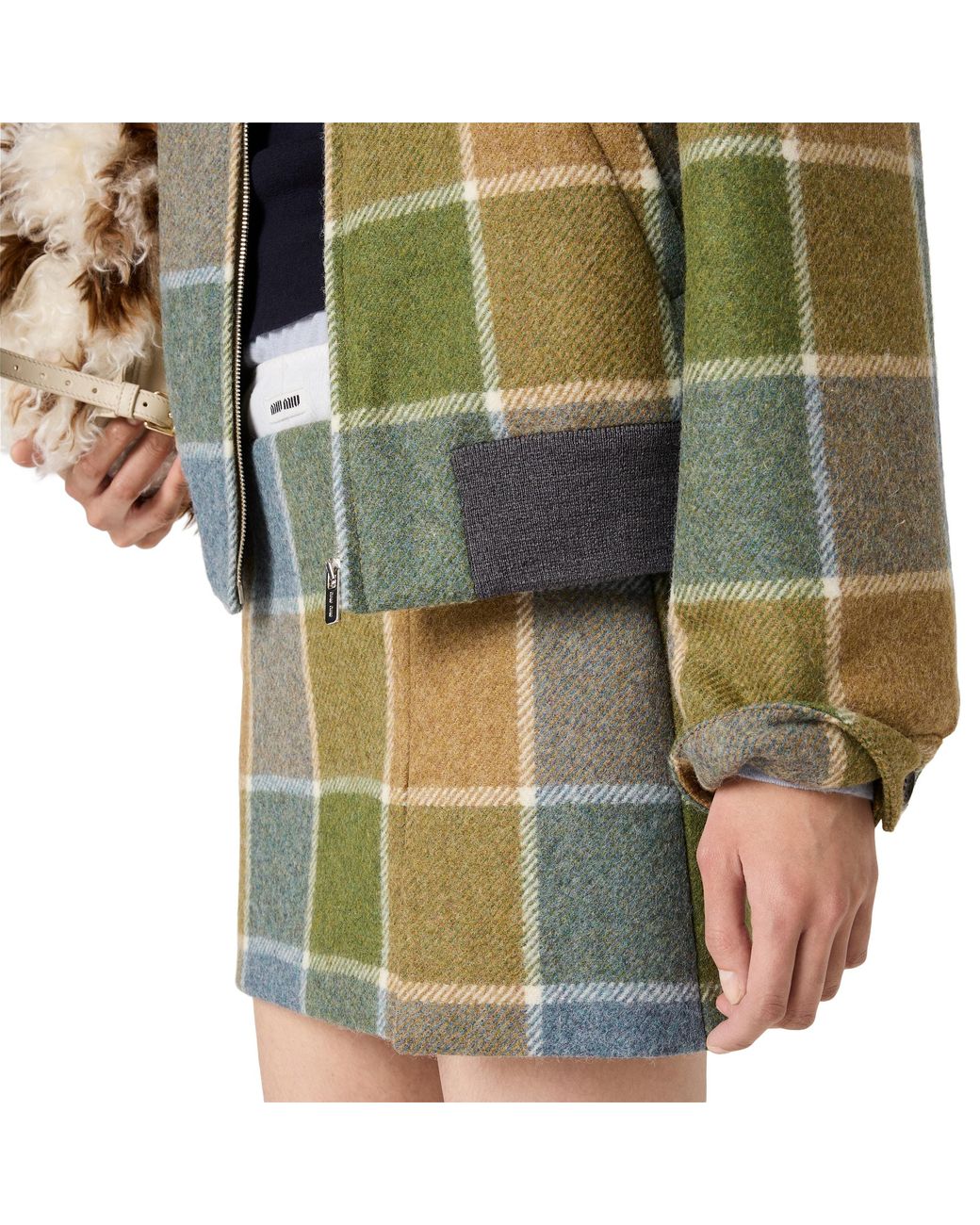 Miu Miu Green Checked Blouson Jacket