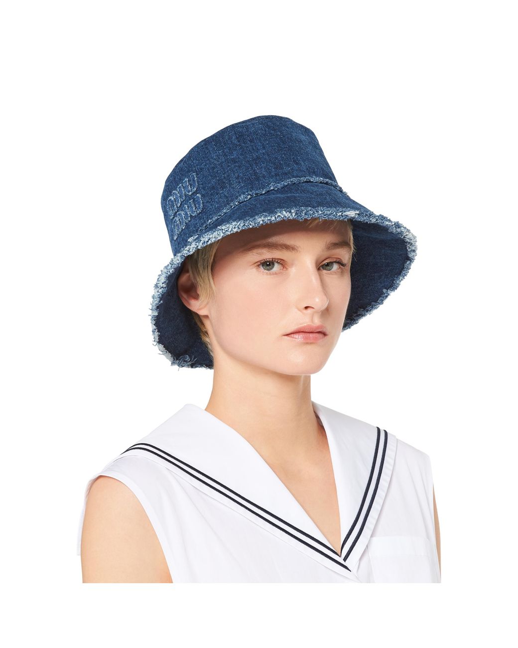 Miu Miu Denim Bucket Hat in Blue | Lyst