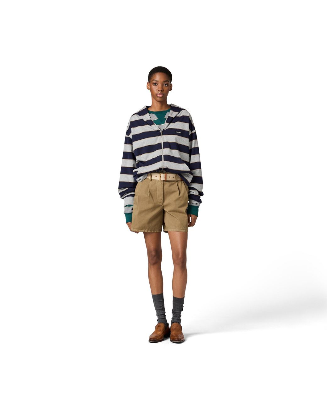 Miu Miu Natural Old Gabardine Bermudas