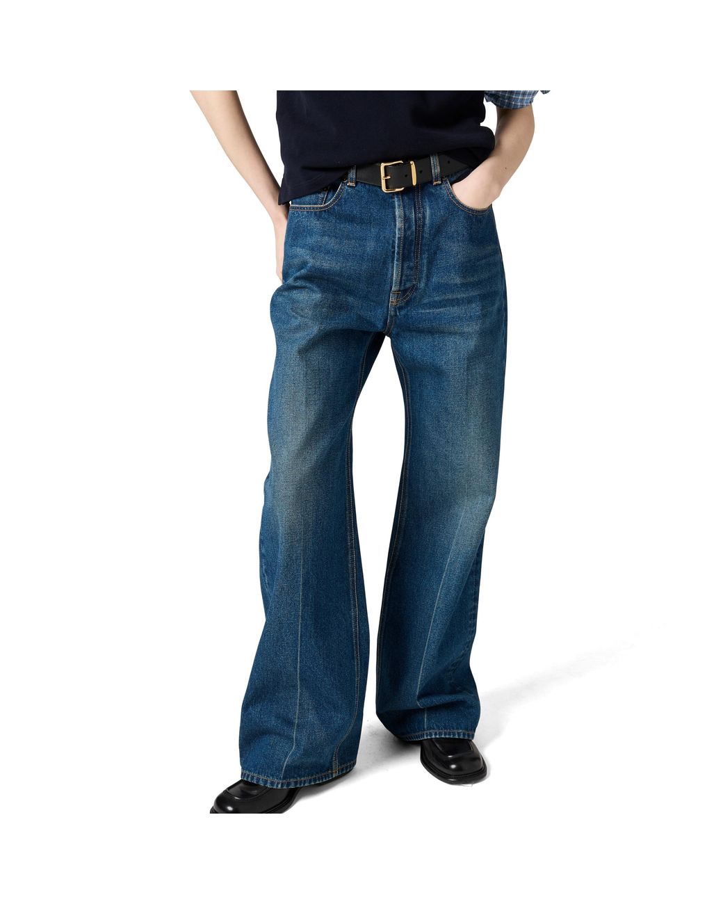 Miu Miu Blue Washed Denim Flared Jeans