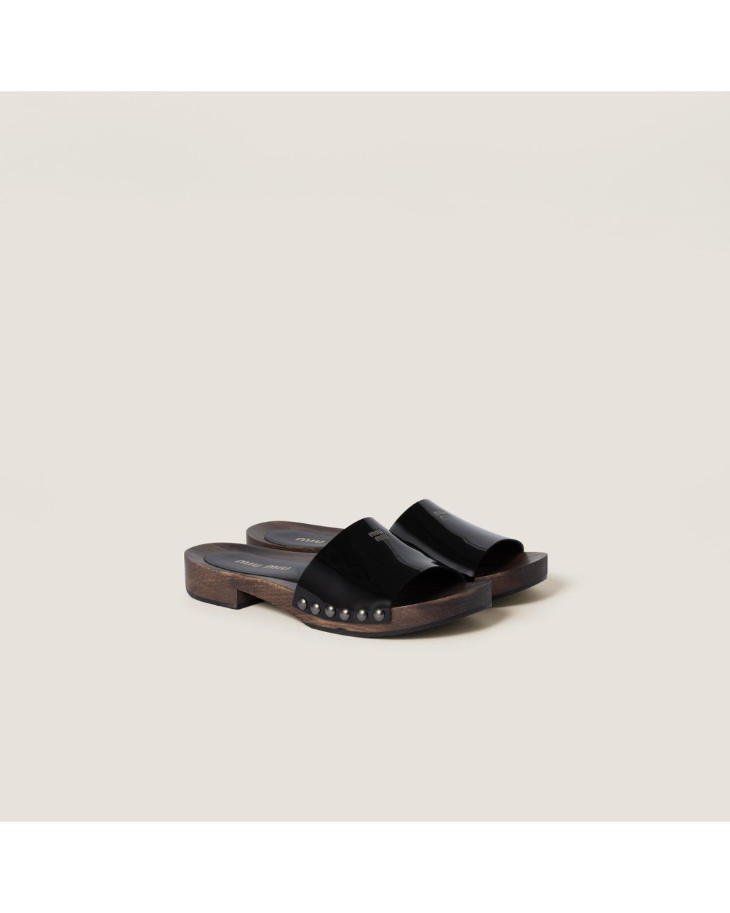 Miu Miu Patent Leather Clogs in Black | Lyst