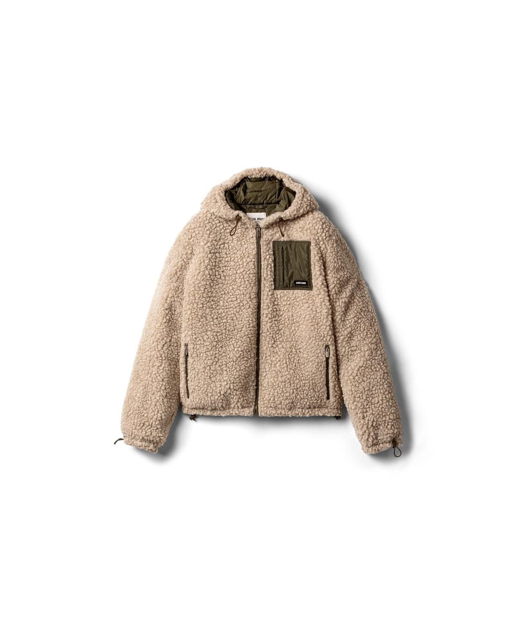 Miu Miu Natural Medium-Weight Teddy Down Jacket With Technical Pongé