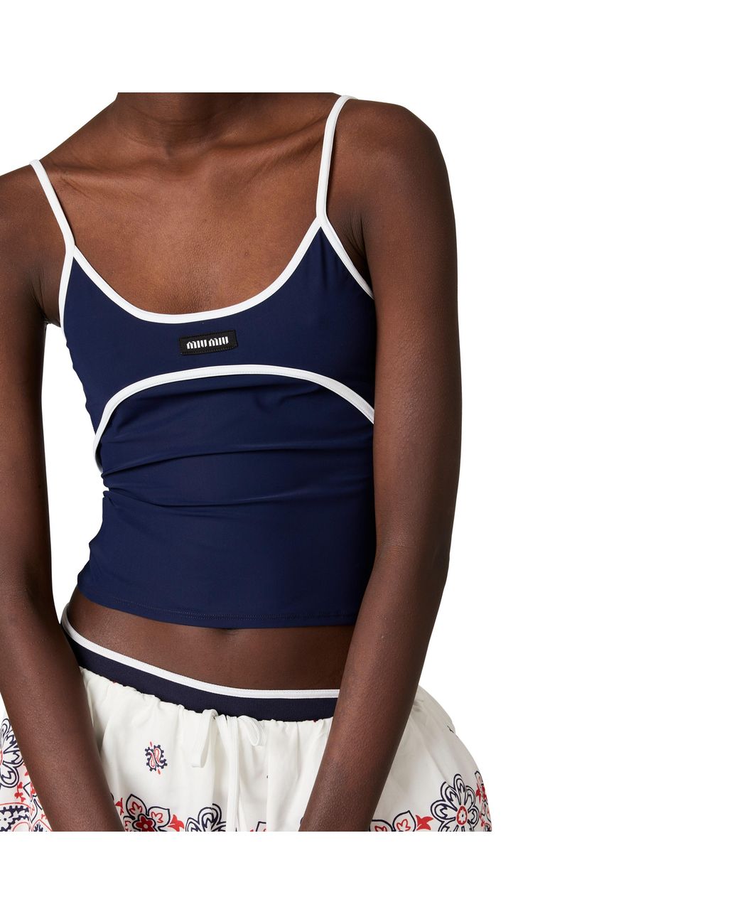 Miu Miu Blue Stretch Jersey Top