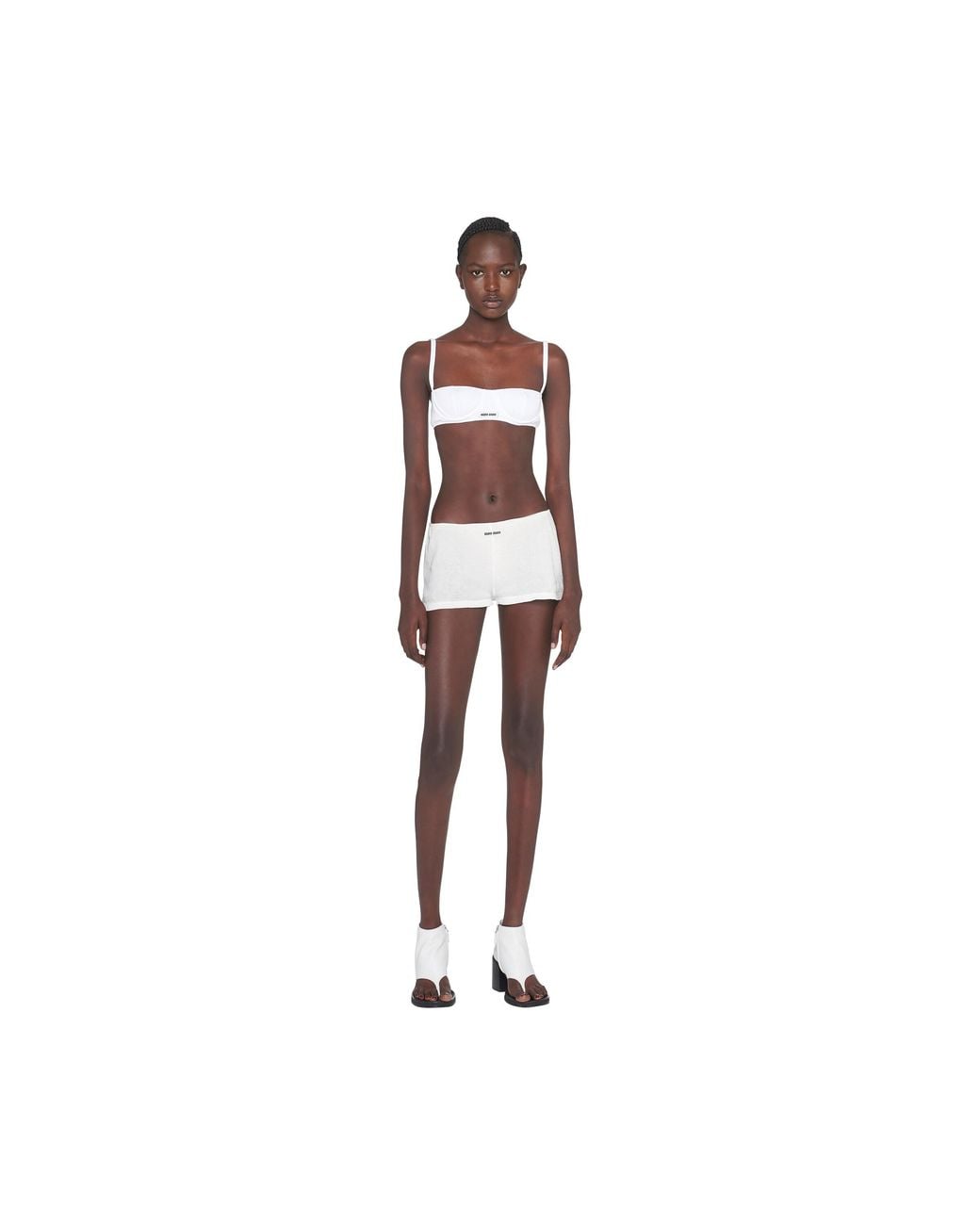 Miu Miu White Ribbed Knit Boxer Shorts