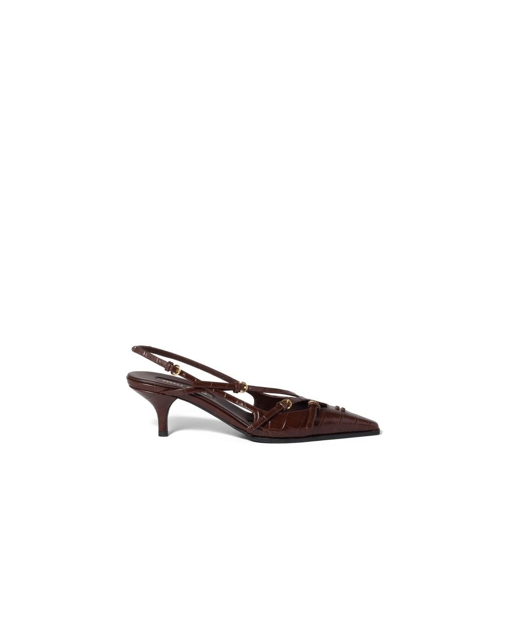 Miu Miu Brown Croco-Print Slingback Pumps