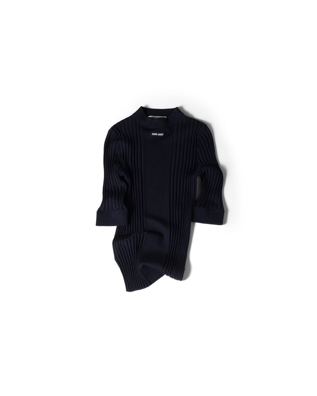 Miu Miu Black Ribbed Knit Wool Sweater