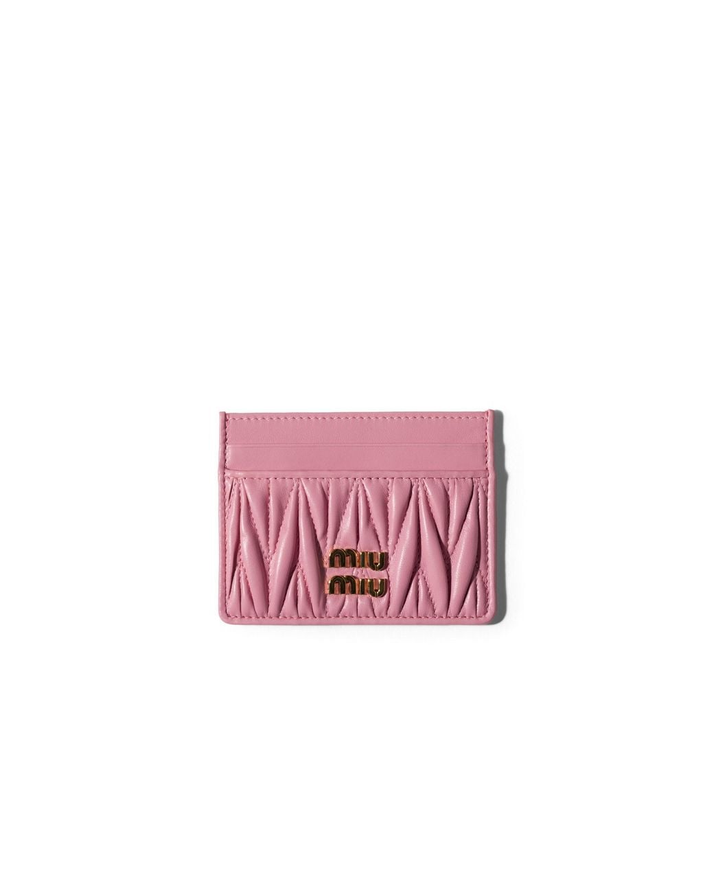 Miu Miu Pink Matelassé Nappa Leather Card Holder