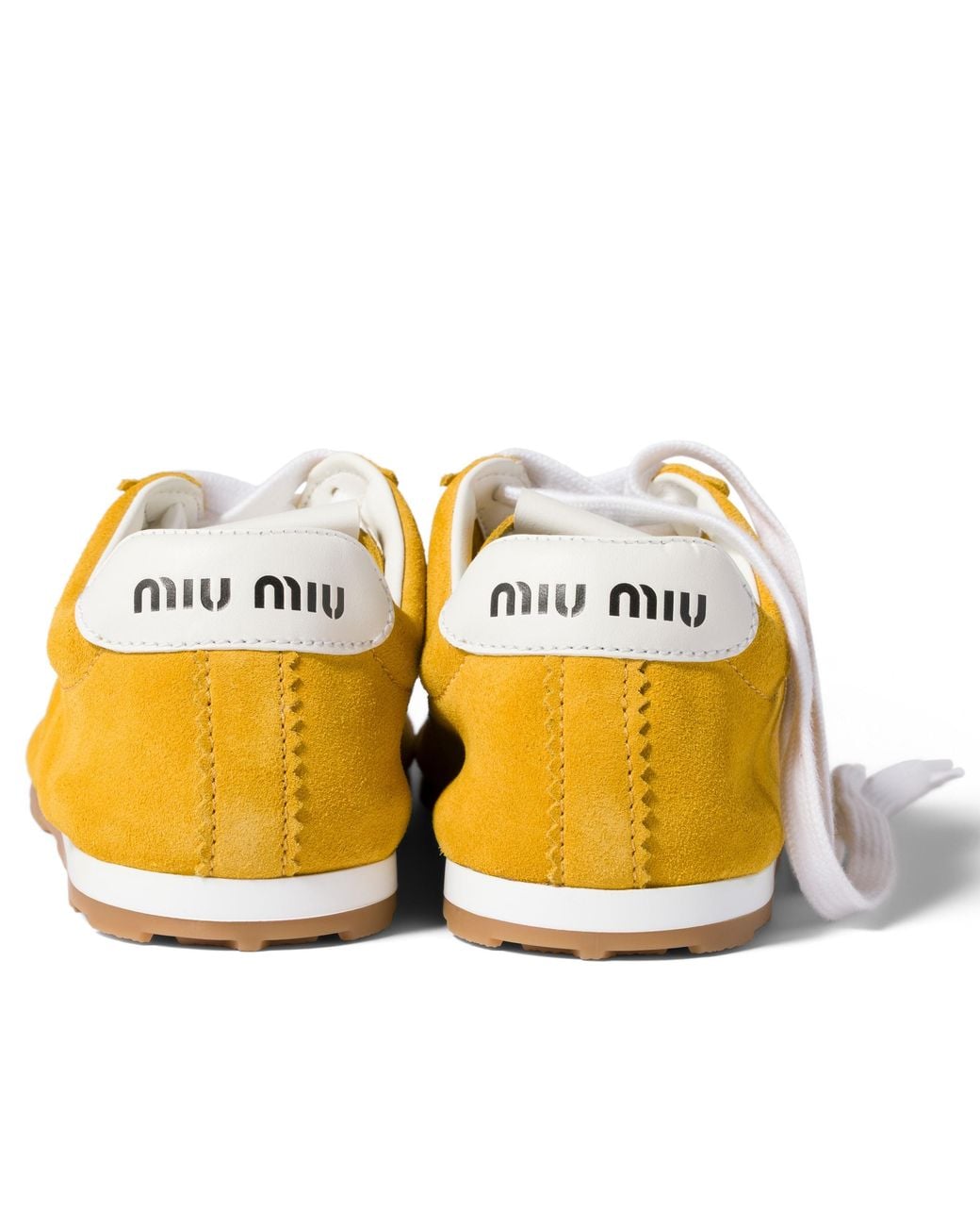 Miu Miu Yellow Plume Suede Sneakers