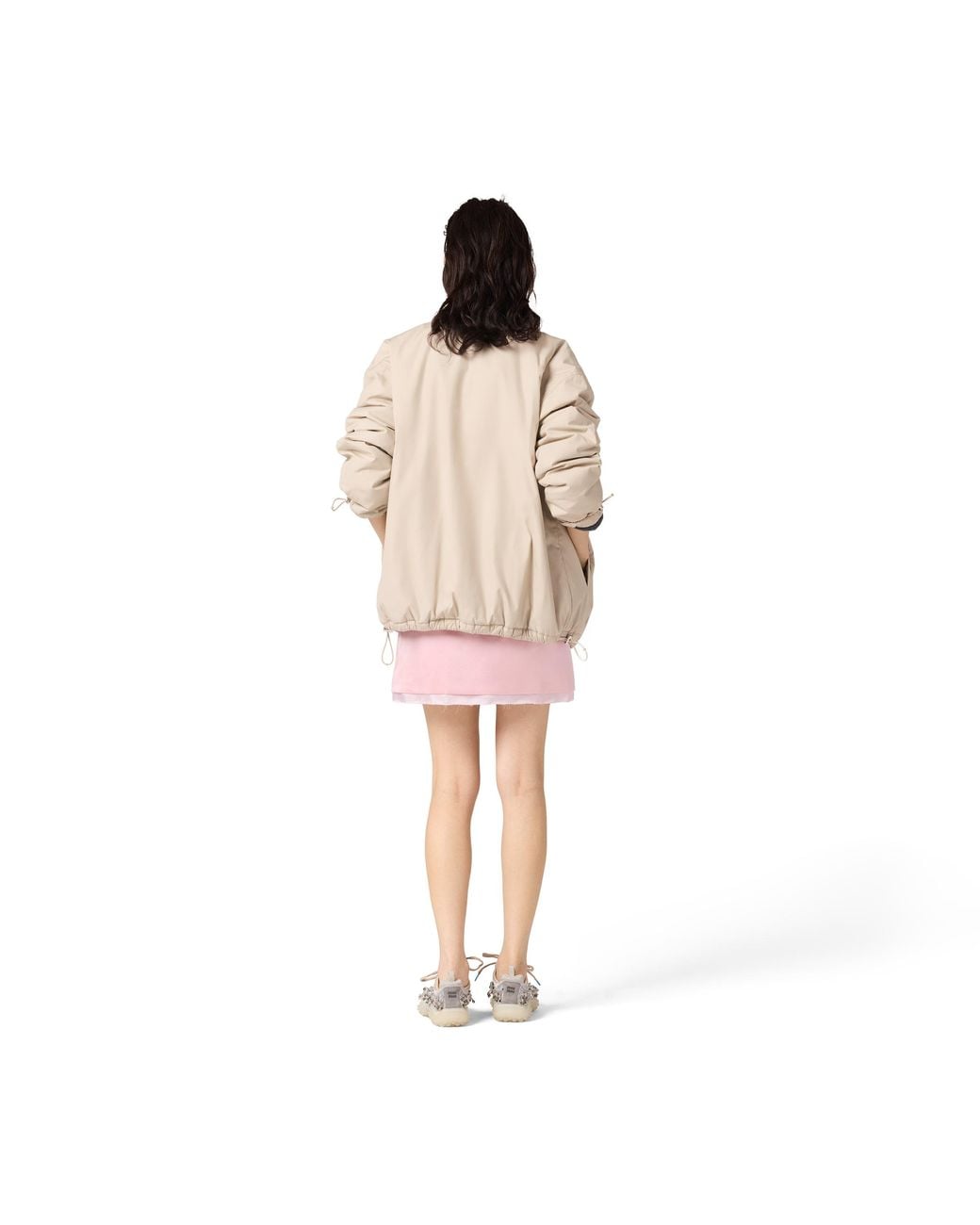 Miu Miu Natural Panama Cotton And Fleece Blouson Jacket