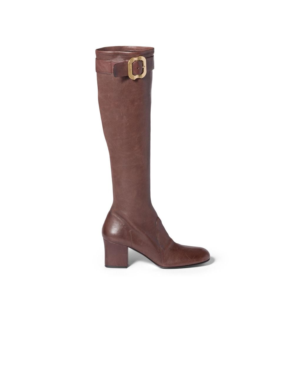 Miu Miu Brown Nappa Leather Boots With Buckle