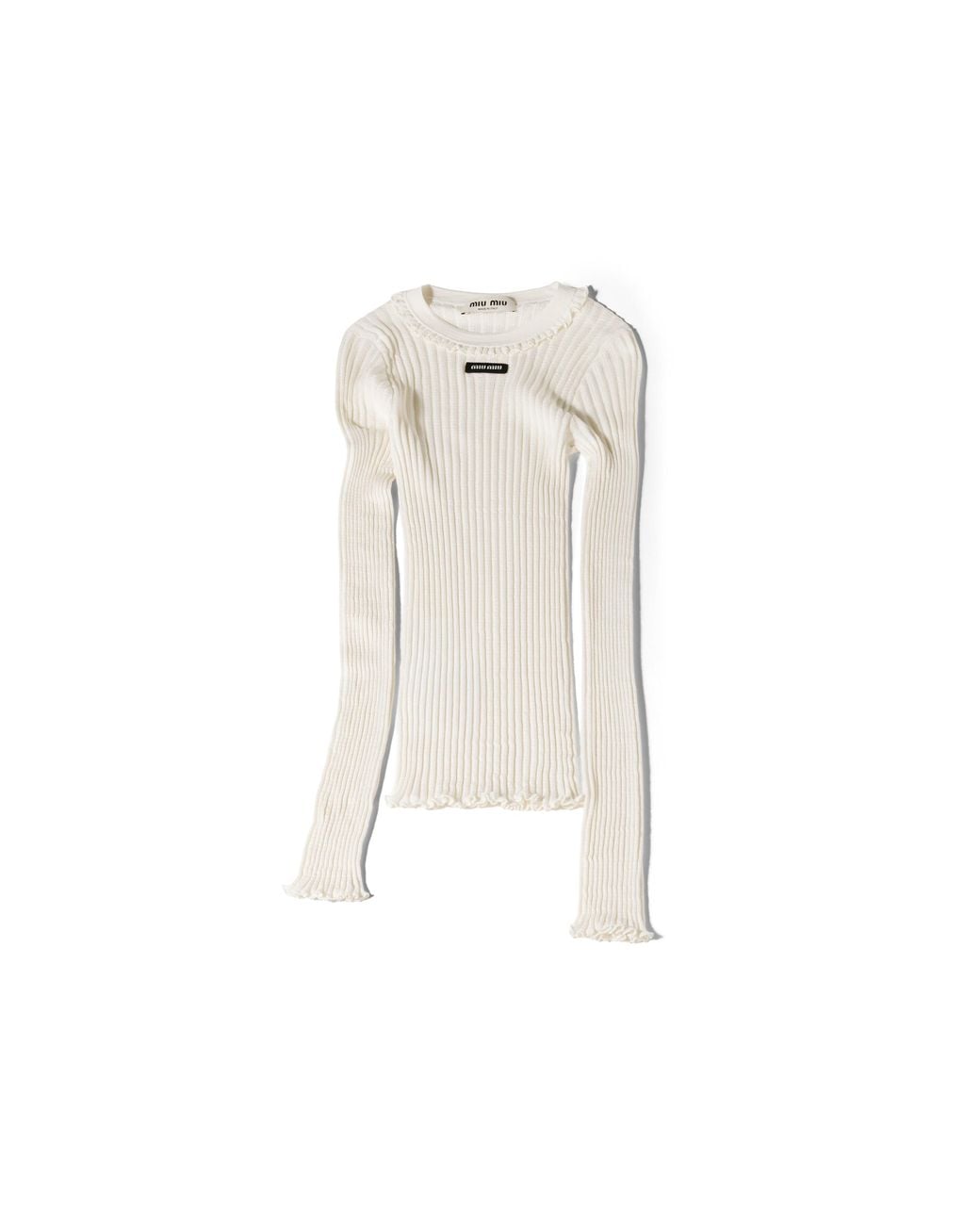Miu Miu White Silk Crew-Neck Sweater