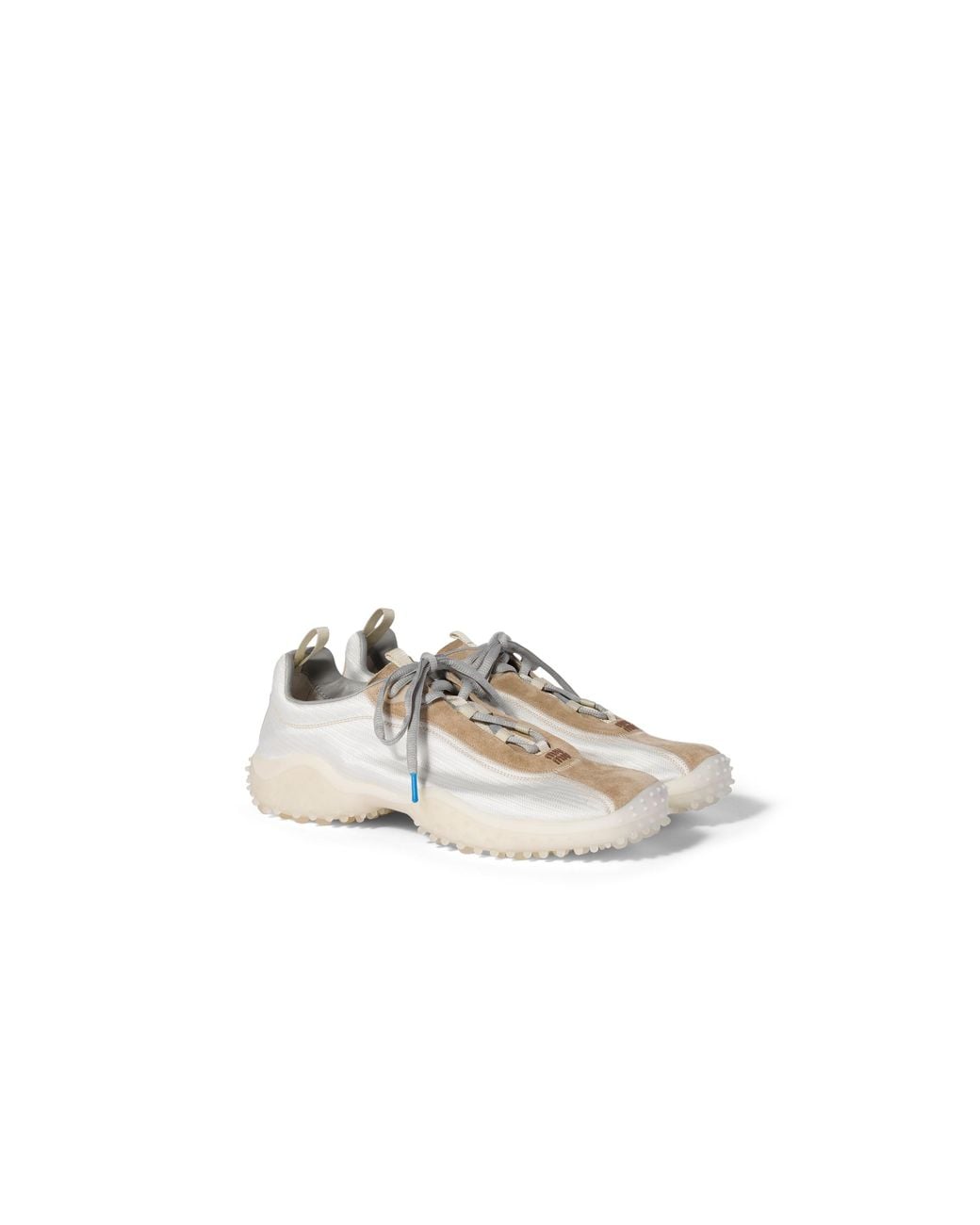 Miu Miu White Bubble Technical Fabric And Suede Sneakers