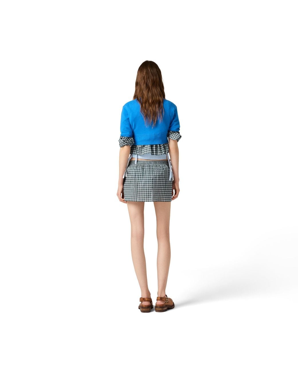 Miu Miu Blue Cropped Cashmere Sweater
