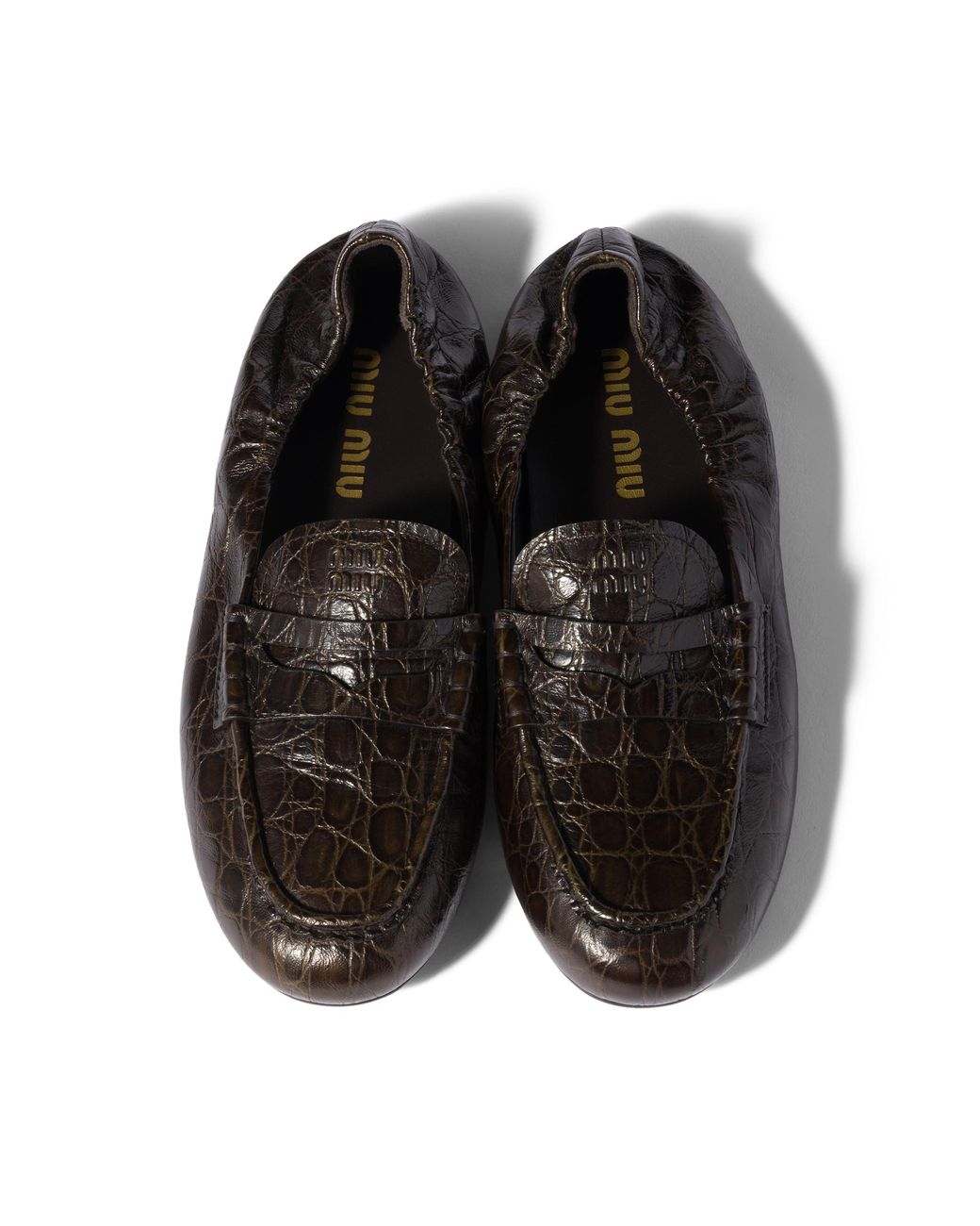 Miu Miu Black Crocodile Embossed Calfskin Loafers