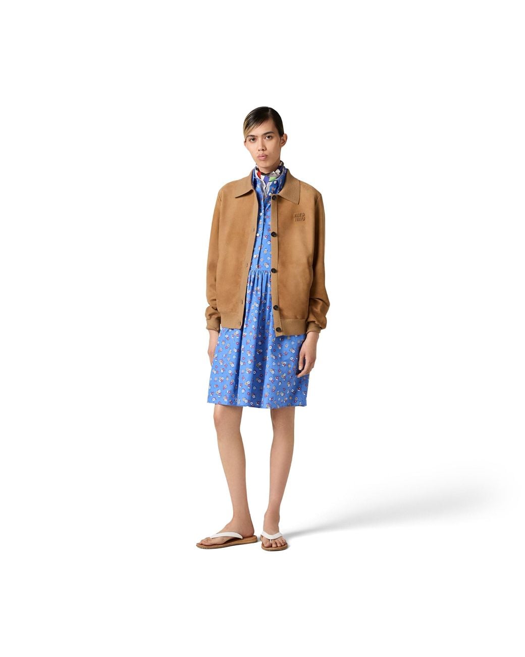 Miu Miu Brown Waxed Suede Blouson Jacket