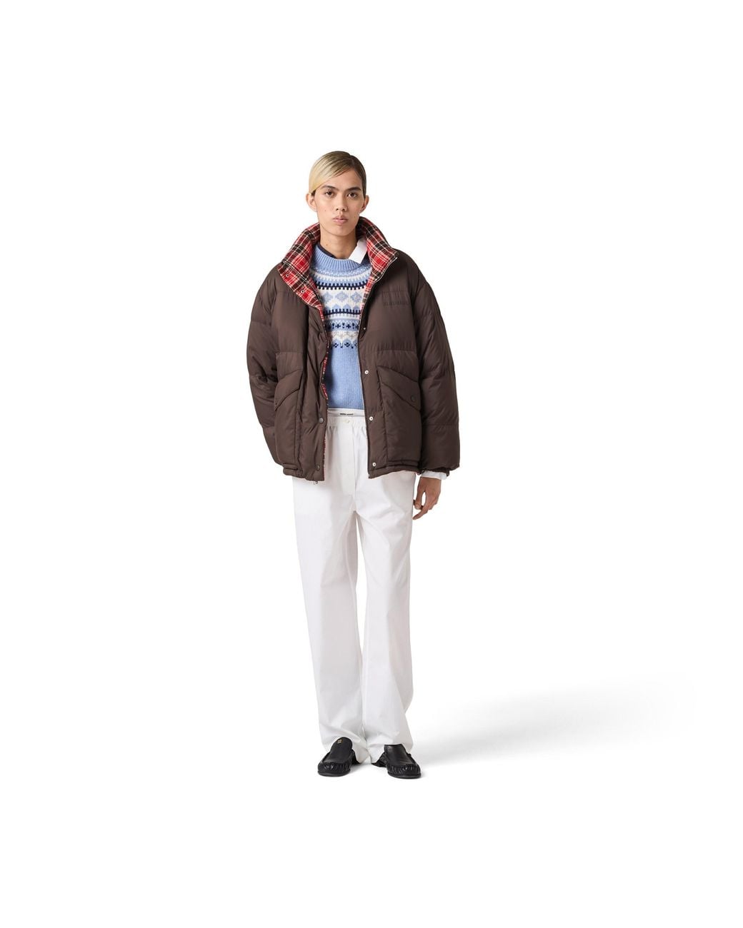 Miu Miu Brown Technical Pongé Reversible Down Jacket