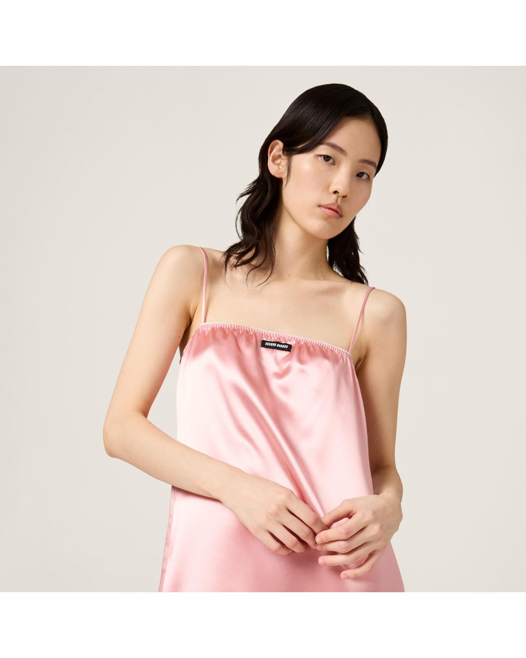 miu miu pink satin dress Miu Miu Satin Maxi Slip Dress in Pink