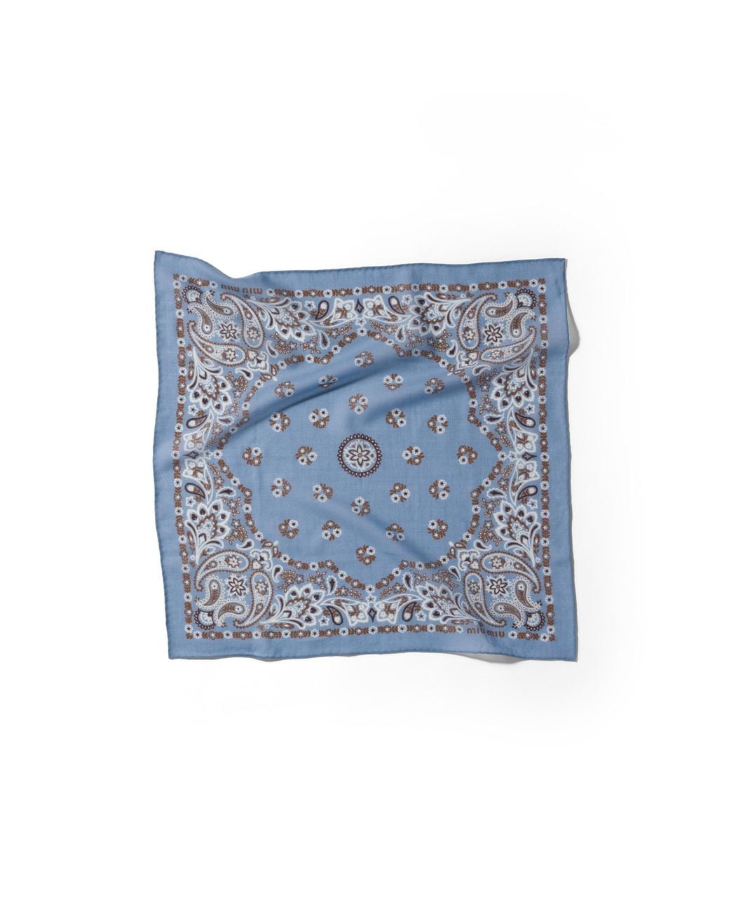 Miu Miu Blue Printed Wool And Cashmere Scarf