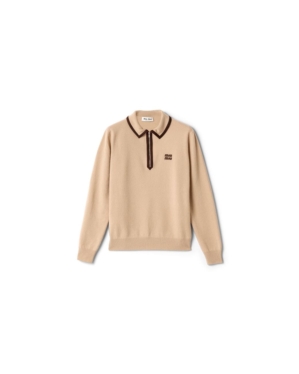 Miu Miu Natural Wool And Cashmere Polo Sweater