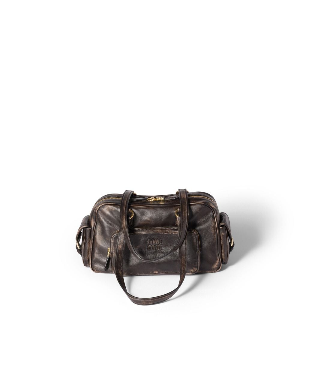 Miu Miu Brown Pocket Nappa Leather Top-Handle Bag