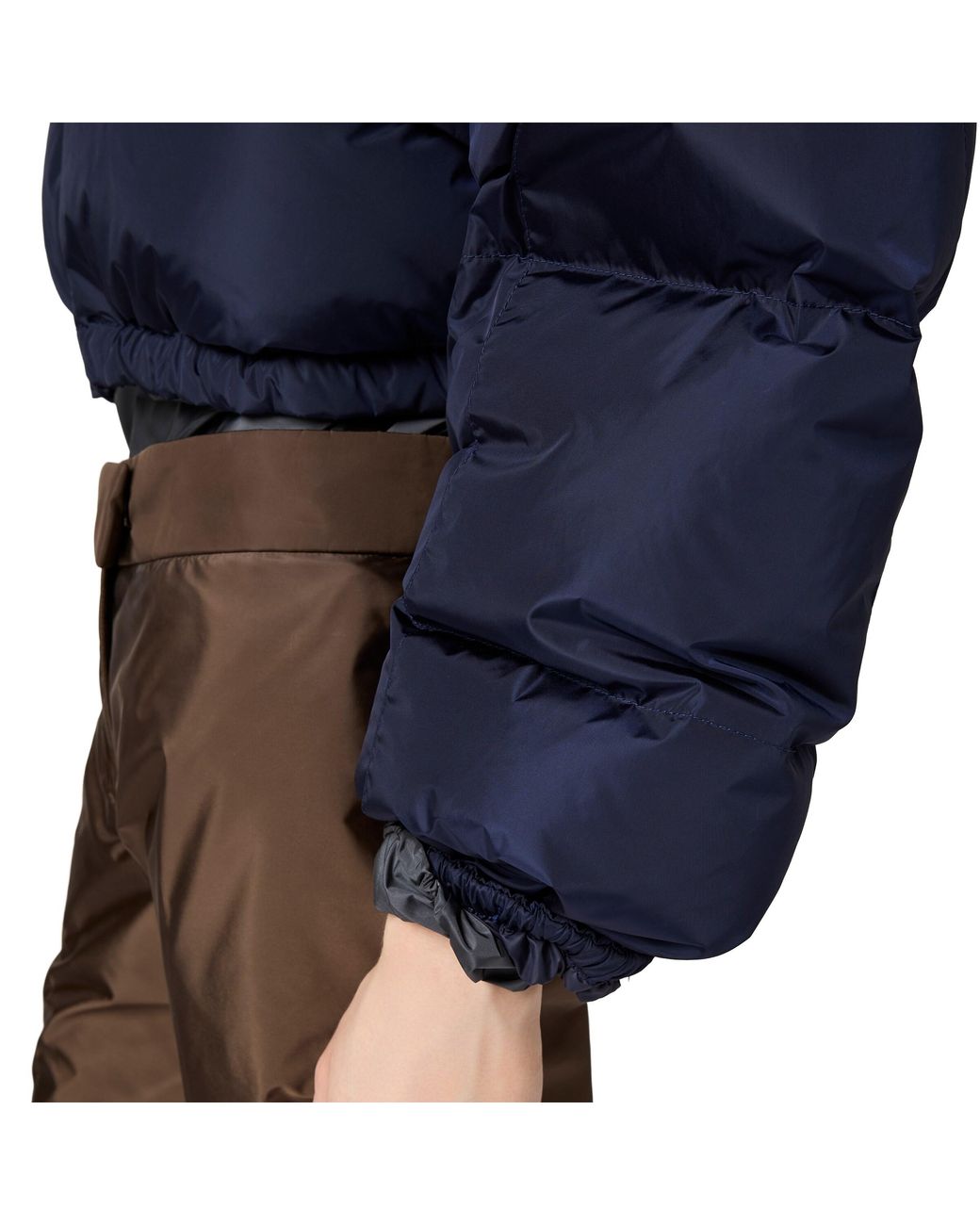 Miu Miu Blue Cropped Technical Fabric Down Jacket