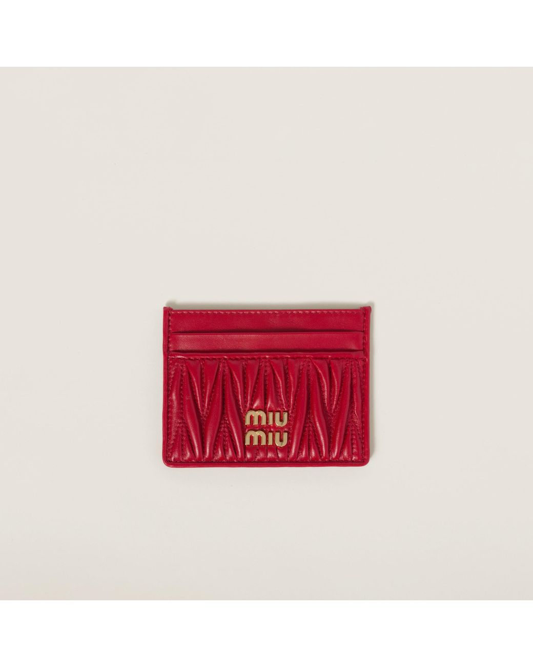 Miu Miu Matelassé Nappa Leather Card Holder in Red | Lyst