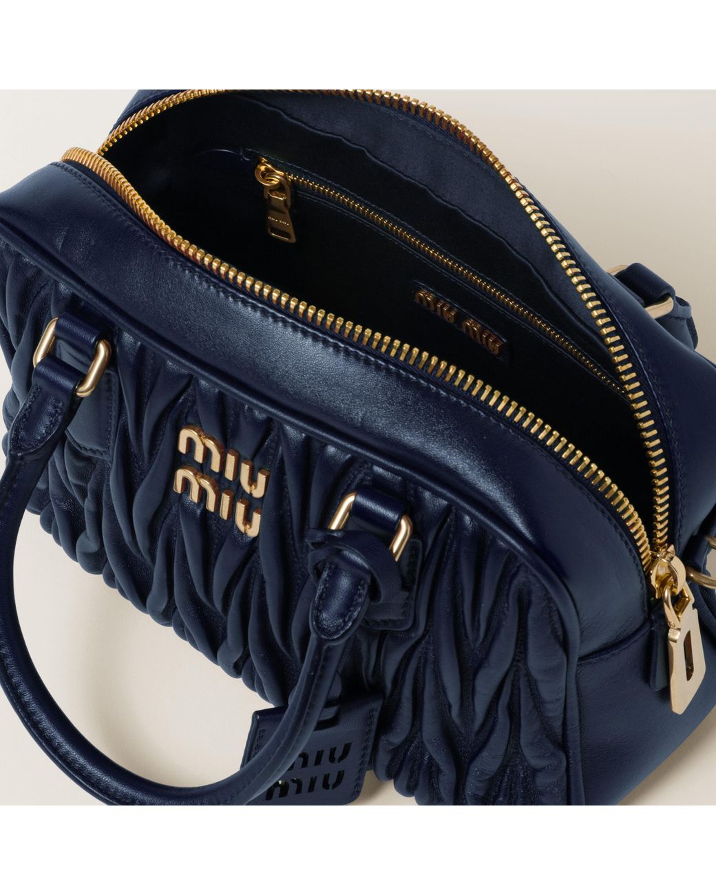 Miu Miu Arcadie Matelassé Nappa Leather Mini-bag in Blue