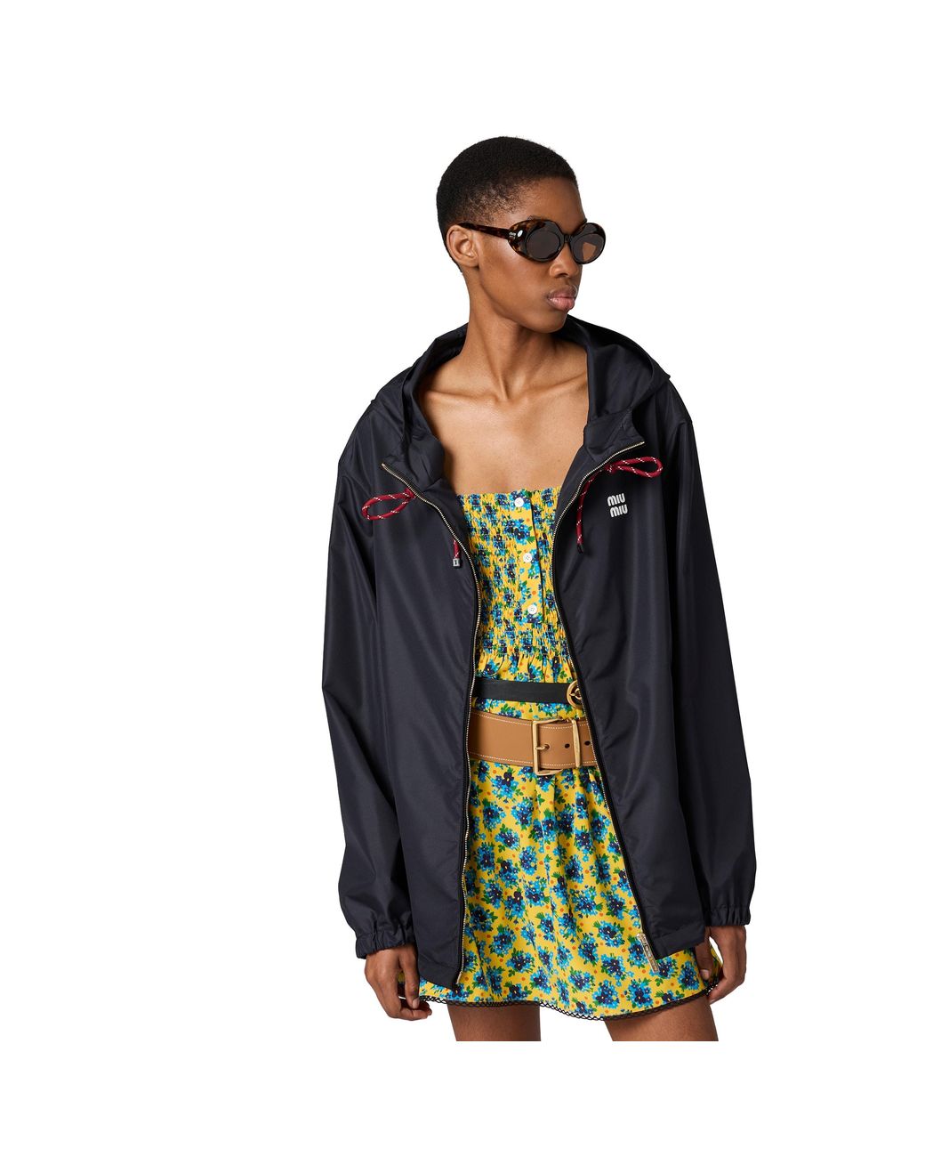 Miu Miu Blue Technical Fabric Blouson Jacket