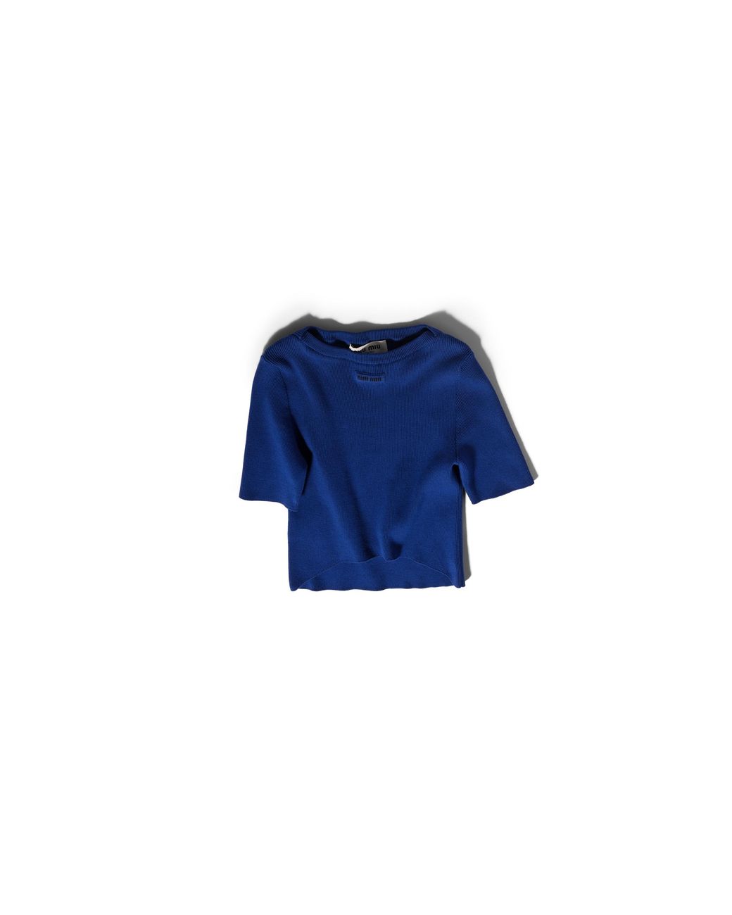 Miu Miu Blue Cotton Boat Neck Sweater