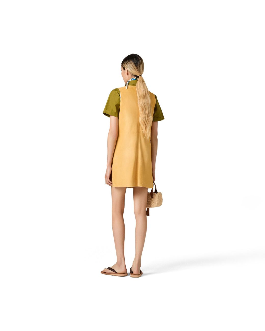 Miu Miu Metallic Waxed Suede Dress