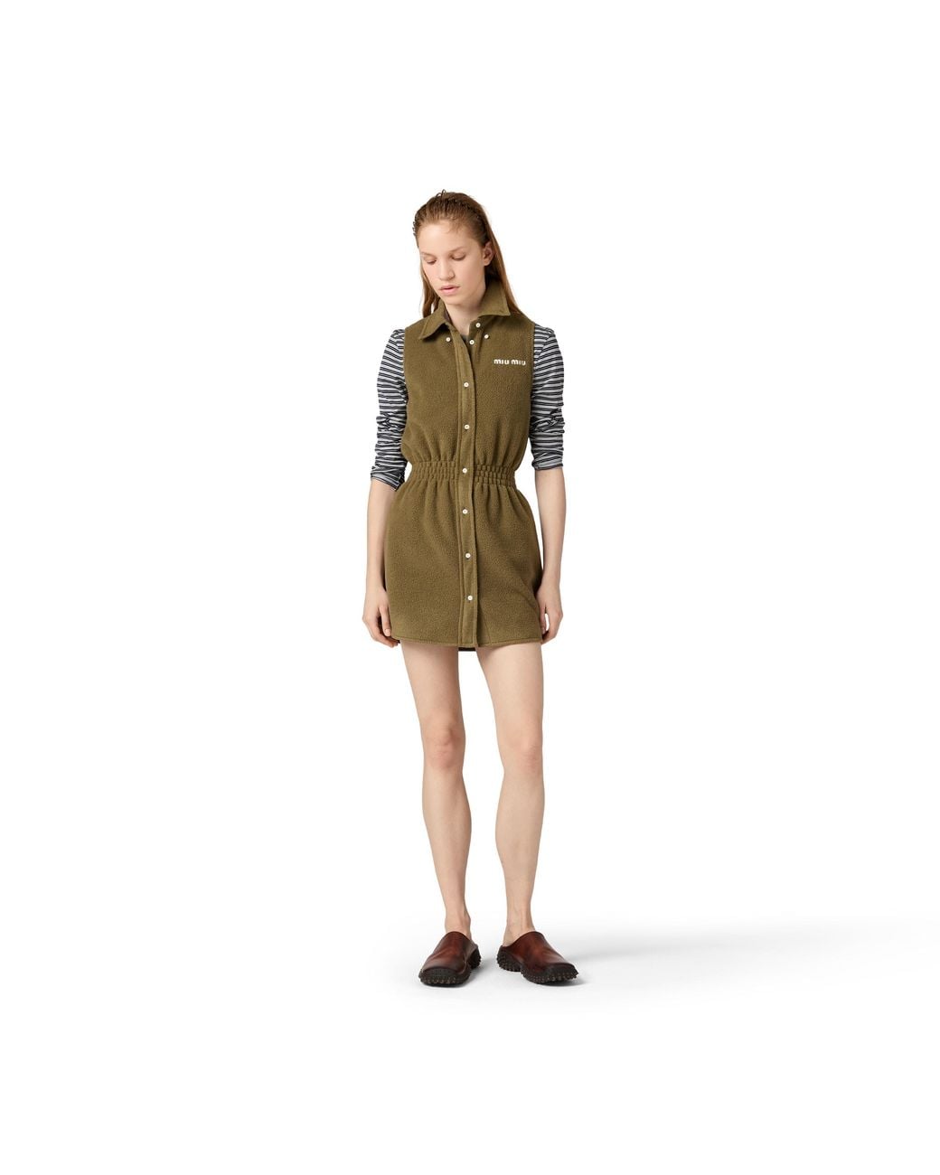 Miu Miu Green Fleece Mini-Dress